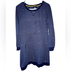 Joules Heidi Jersey Sweatshirt Dress Navy Striped Bee Print Size 6 Pocket Preppy